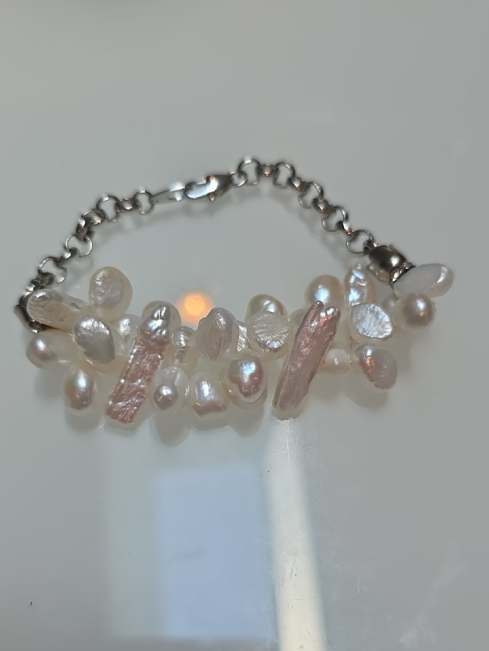 Handmade White Pearl Cluster Bracelet - Unbranded